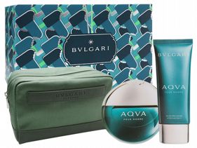 BVLGARI 寶格麗~水能量春季香氛禮盒(淡香水100ml+鬍後乳100ml+收納包)